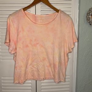 Peachy Tie-Dye Ruffle Edge Tee